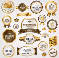 وکتور لیبل محصول طلایی و قهوه ای | گرافیک با طعم تربچه