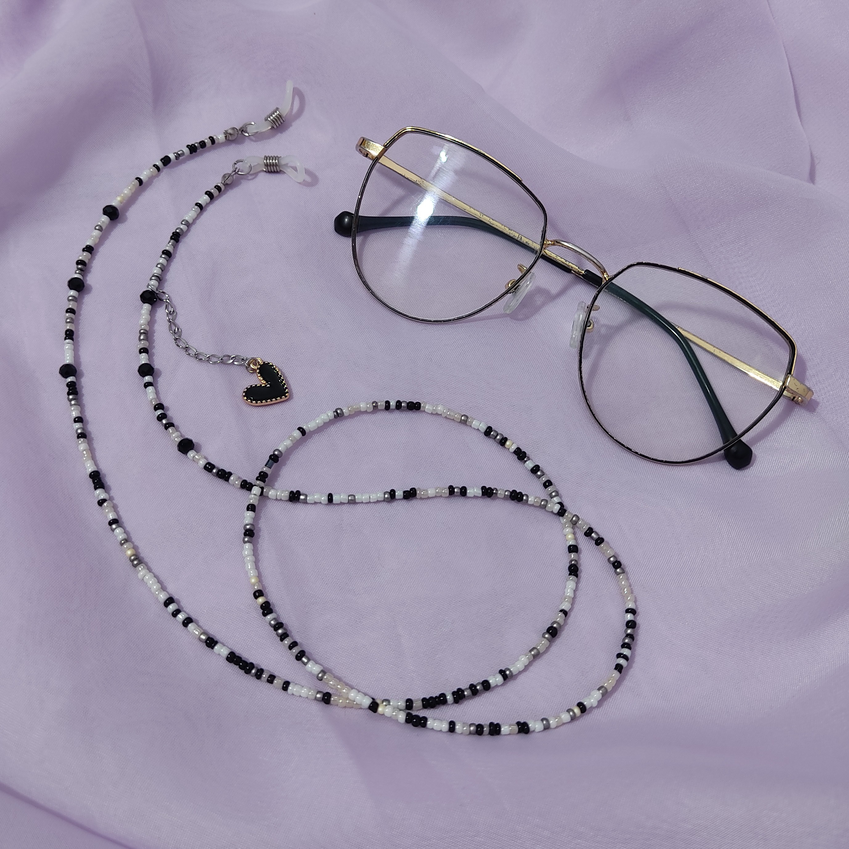 بند عینک فانتزی منجوق کار شده با سیم 75 سانتی