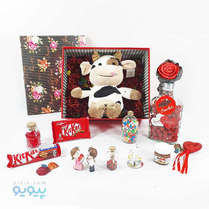 کادو بانمک ولنتاین با عروسک گاو ناف ضربدری
