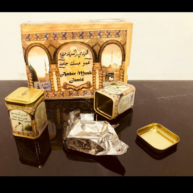 عمبر مسک المدینه + 2بسته عود بخور 