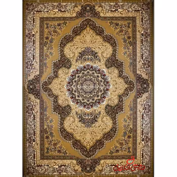 فرش ماشینی شاهکار صفویه 4717 قهوه ای روشن