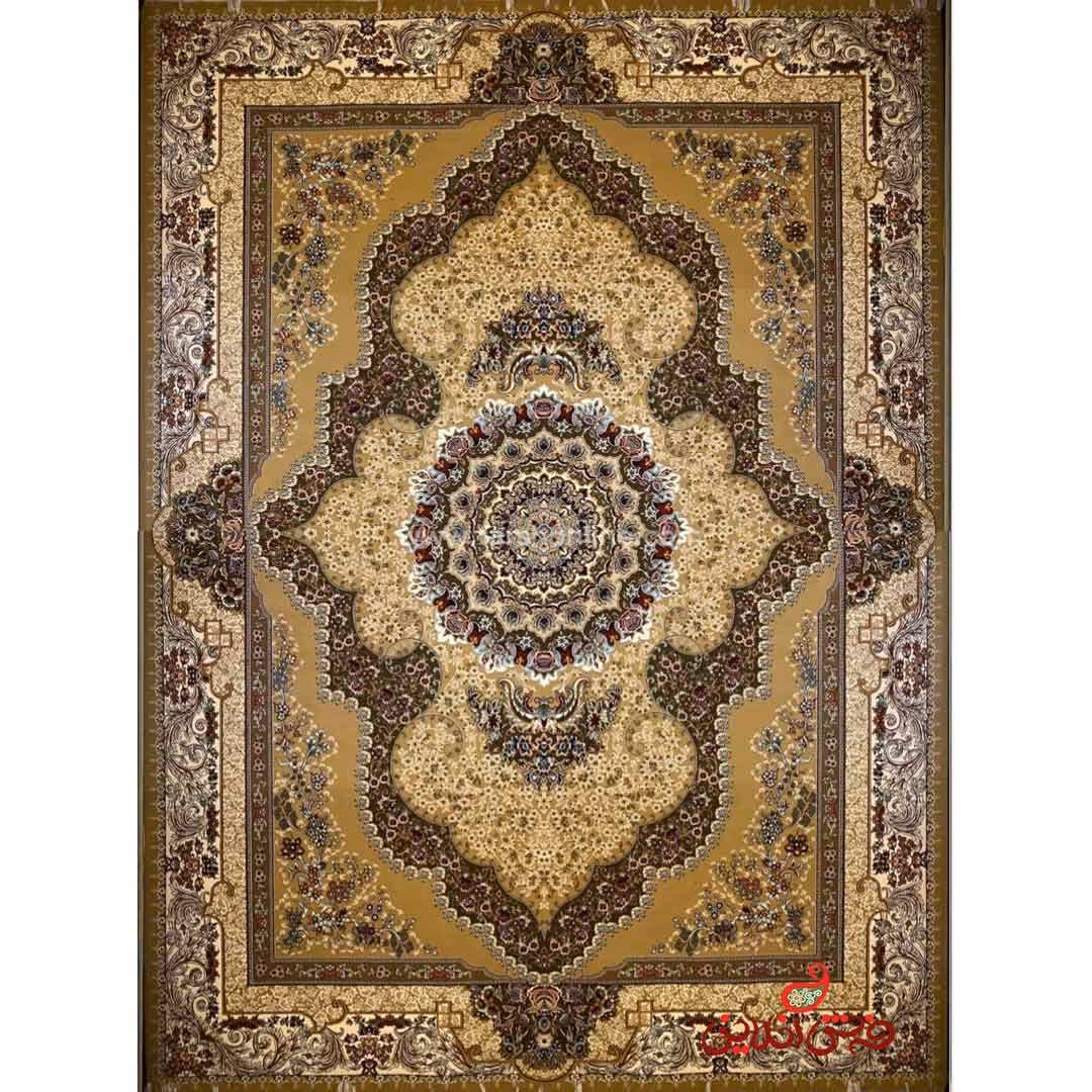 فرش ماشینی شاهکار صفویه 4717 قهوه ای روشن