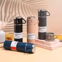 فلاسک لیوان دار استیل دو جداره 3 کاپ ارسال رایگان 