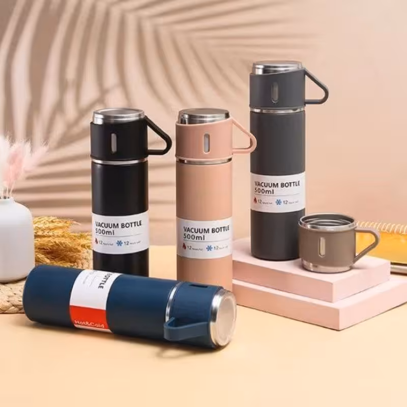 فلاسک لیوان دار استیل دو جداره 3 کاپ ارسال رایگان 