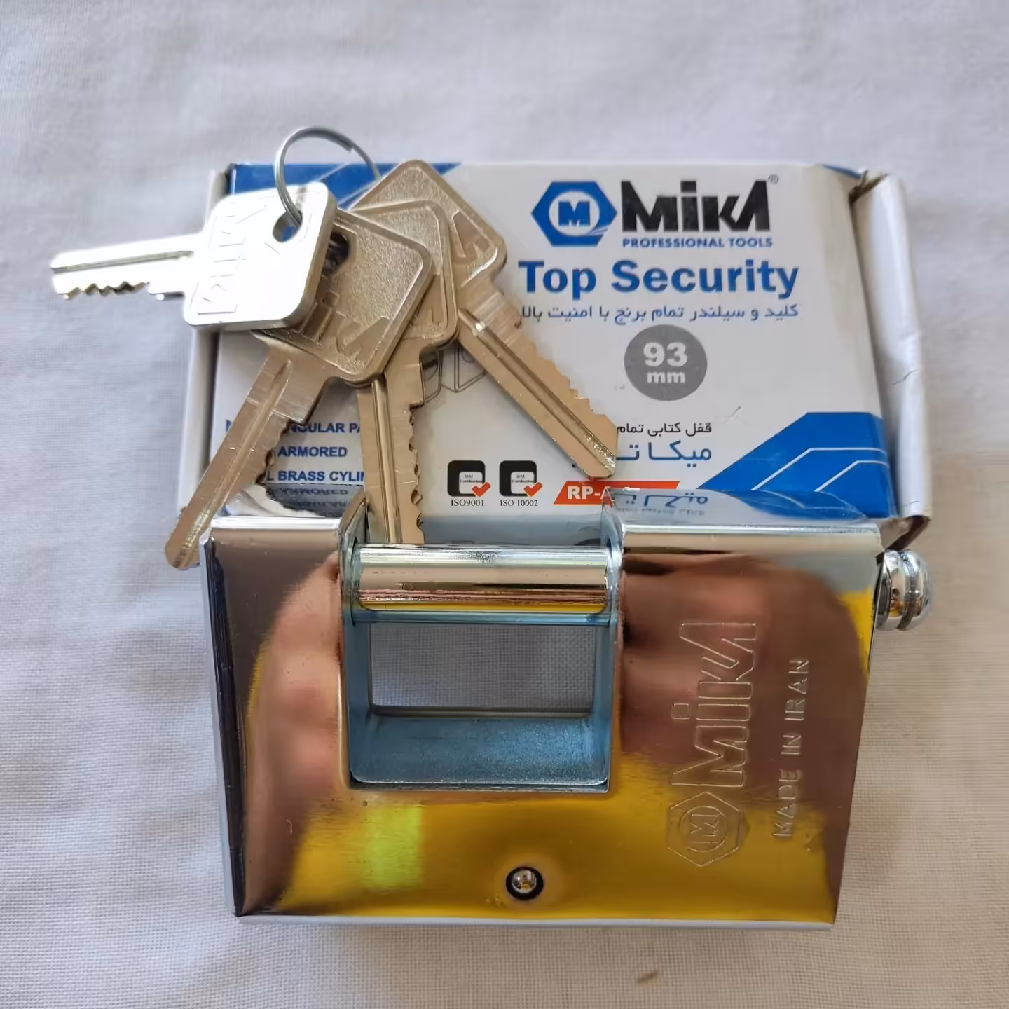 قفل کتابی کلید دوشیار روکش استیل براق میکا