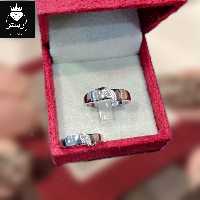 حلقه ست نقره(نامزدیعقد) فوق لوکس با عیار 925 و آبکاری طلاسفید کیفیت درجه 1 