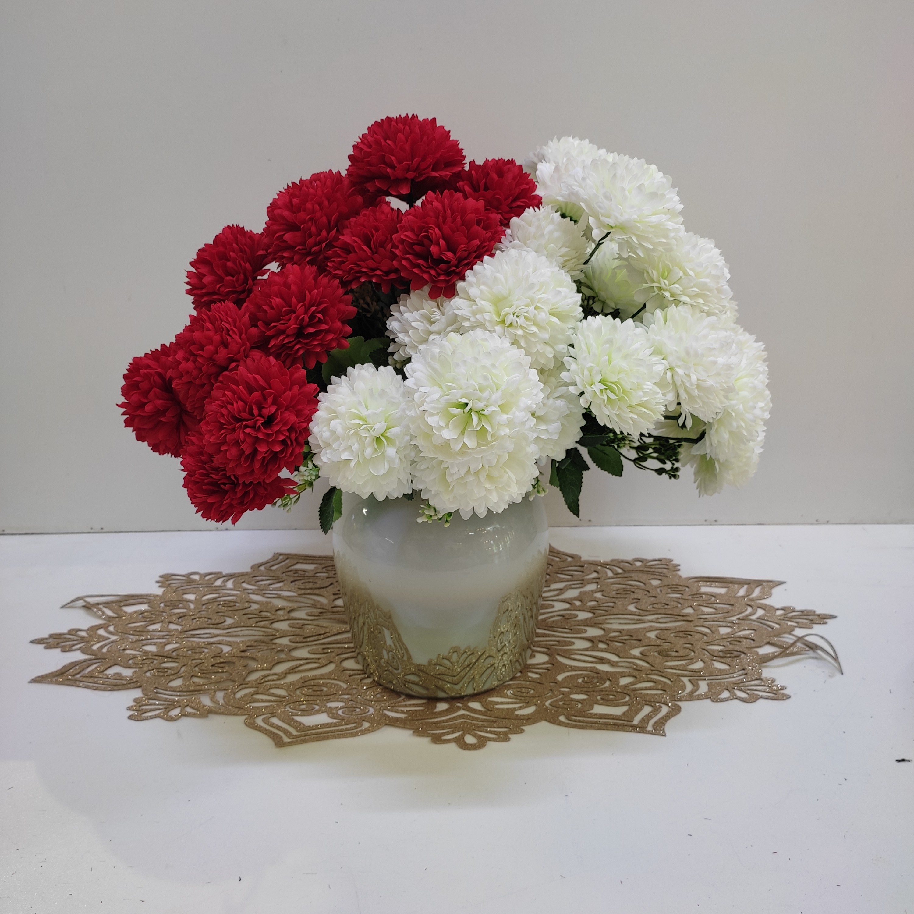 گل مصنوعی بوته داودی 7گل درشت 