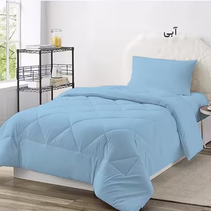 سرویس روتختی چیداری مدل تک رنگ یک نفره سه تکه رنگ آبی عرض 90