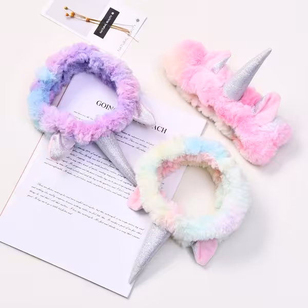 هدبند حوله ای دخترانه و زنانه طرح یونیکورن