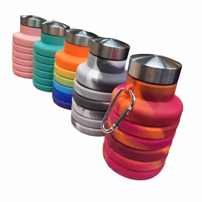 قمقمه سیلیکونی تاشو آکاردئونی وارداتی درب پیچی