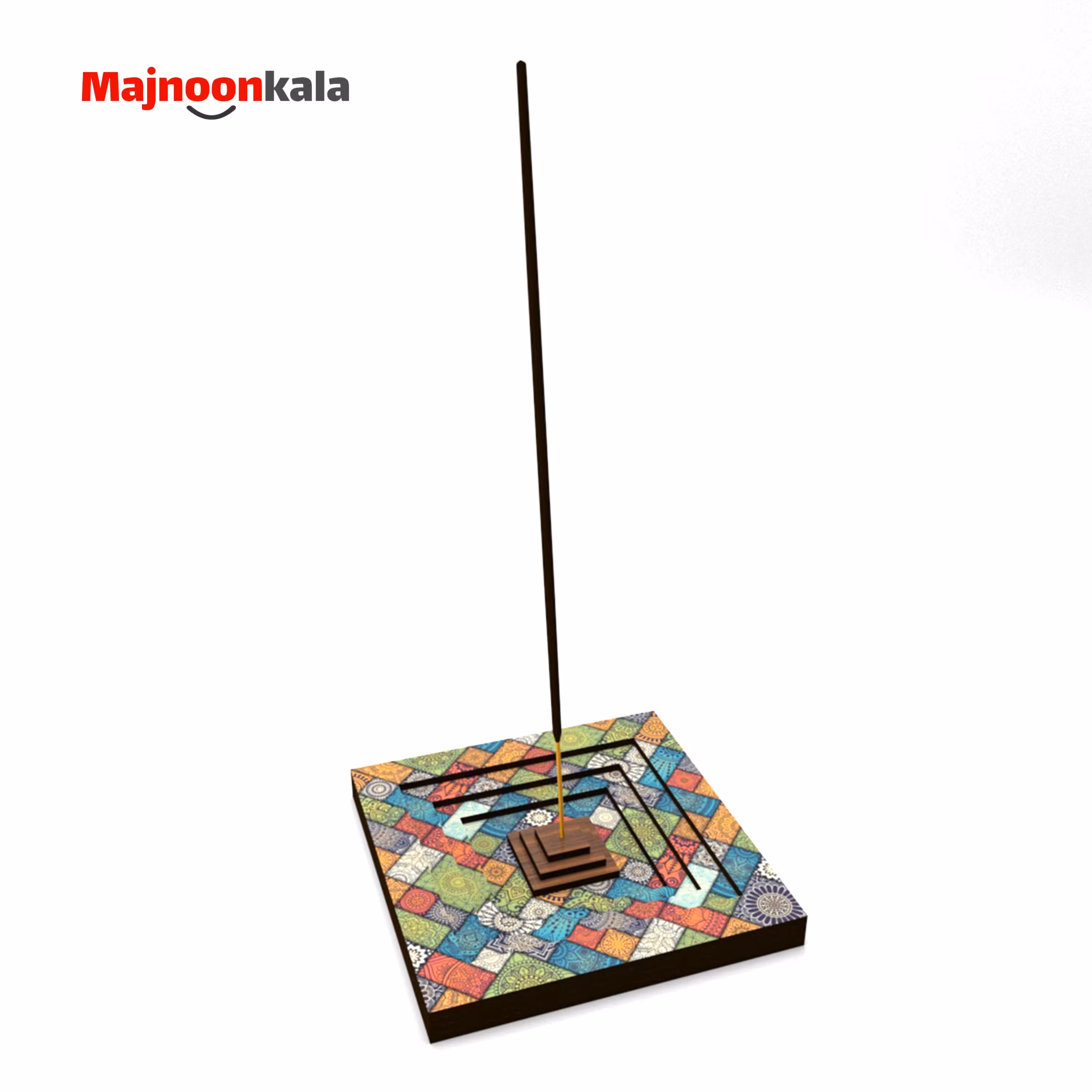 جای عود چوبی لیزری همراه با طرح چاپی مدل 012