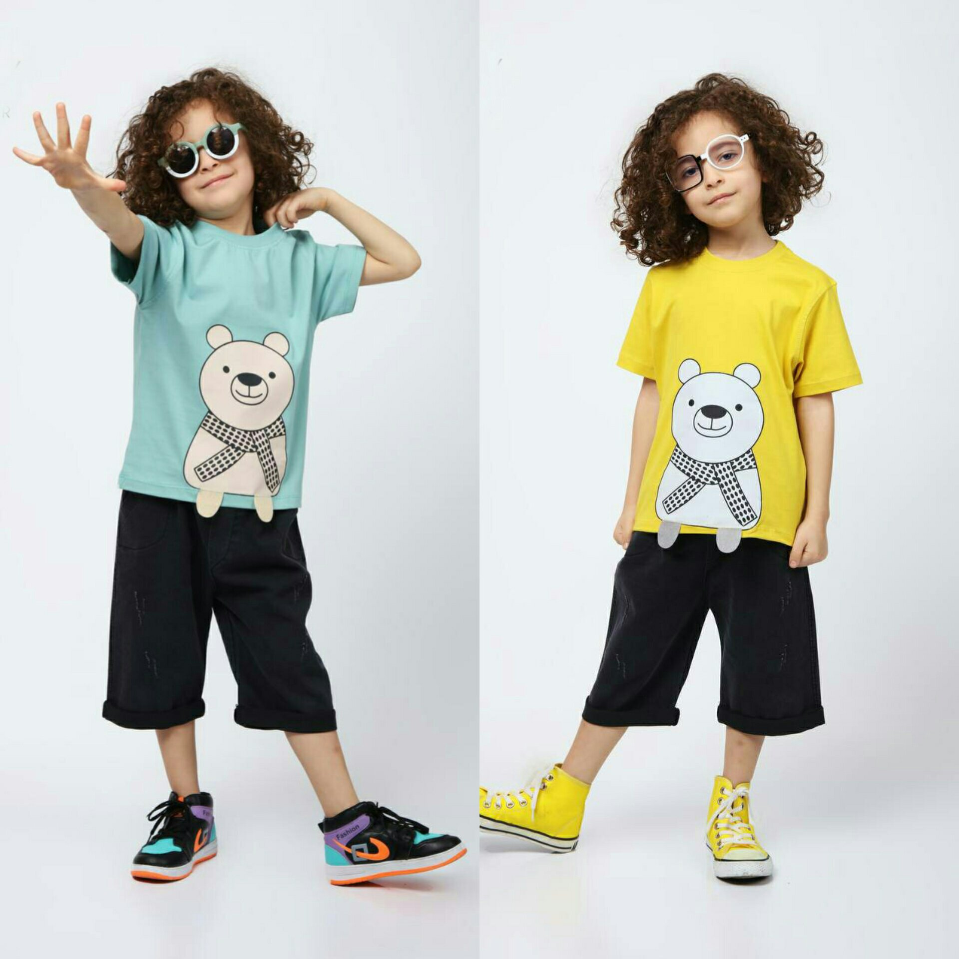 تیشرت شلوارک لی کاغذی پسرانه 1 تا 9 سال ، سه رنگ عاالی