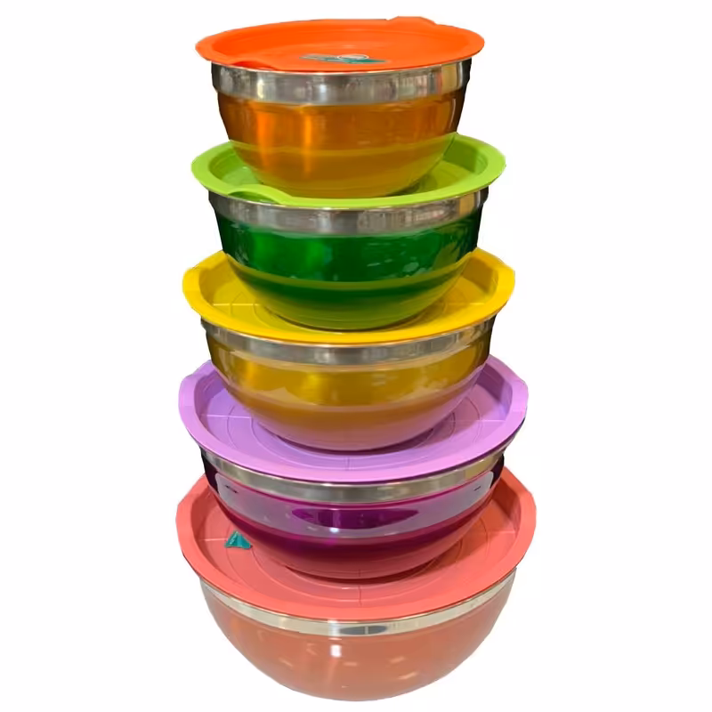 سرویس 5تایی لگن ضد زنگ رنگی درب رنگی 