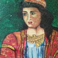 نقاشی روی چوب .پرتره صورت