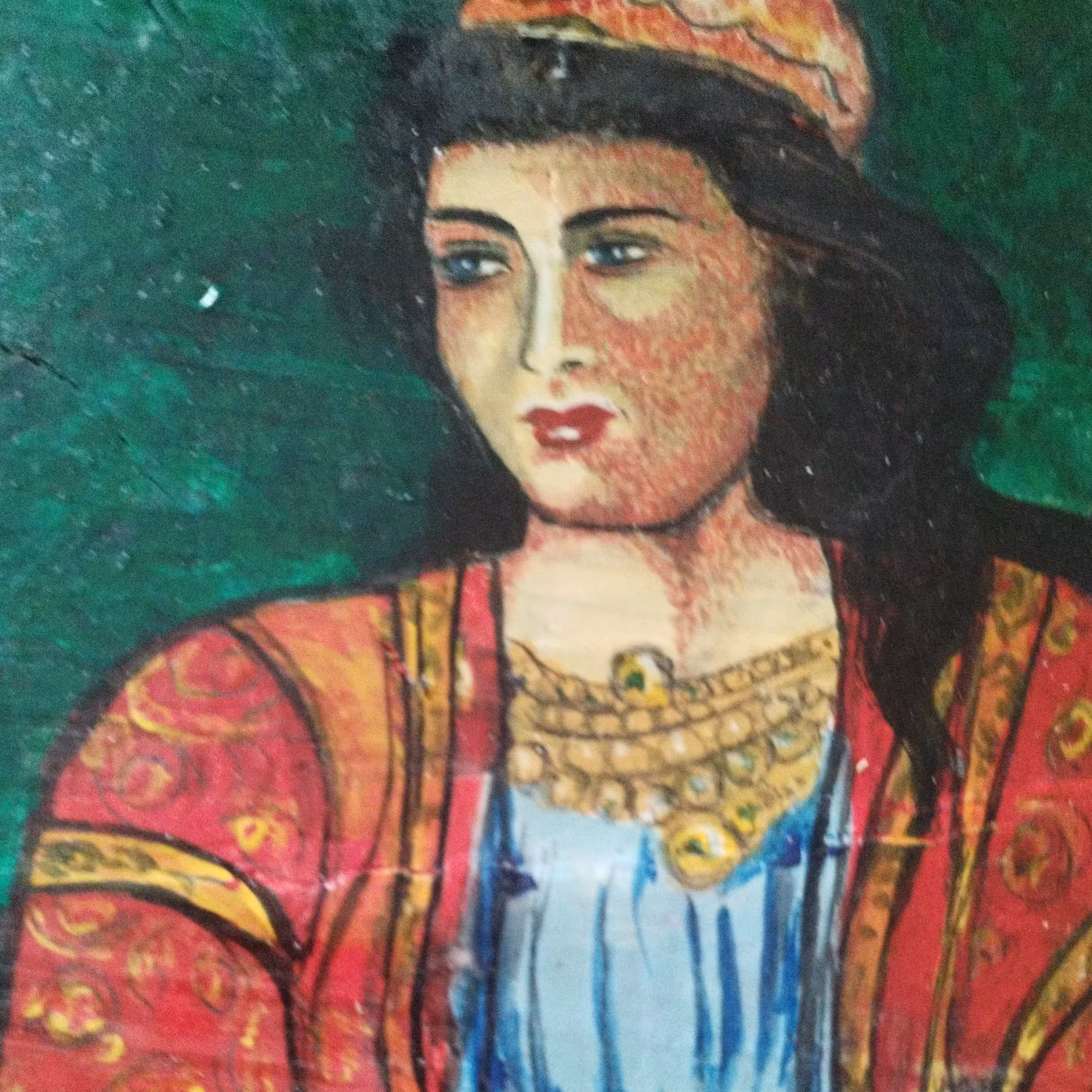 نقاشی روی چوب .پرتره صورت