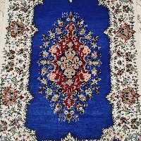 فرش تک زرع نیم نقشه خطیبی کف ساده چله نخ گل ابریشم 50رج بافت تبریز 