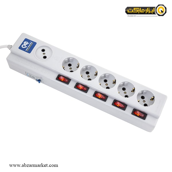 شش خانه 5 1 فیوز دار پارت الکتریک با کابل 5 متری مدل PRT 2162