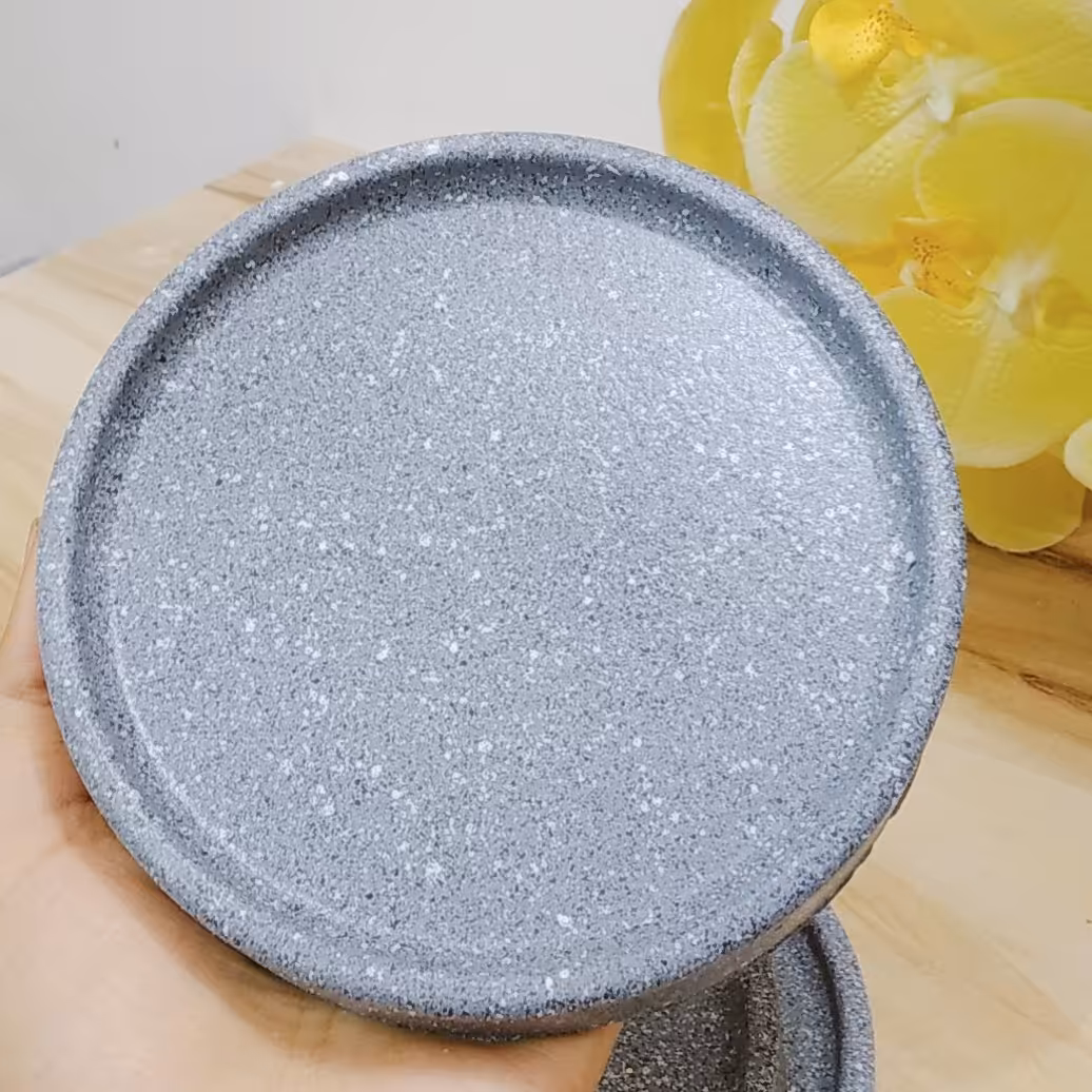 سینی گرد 15سانت لبه دار طرح سنگی