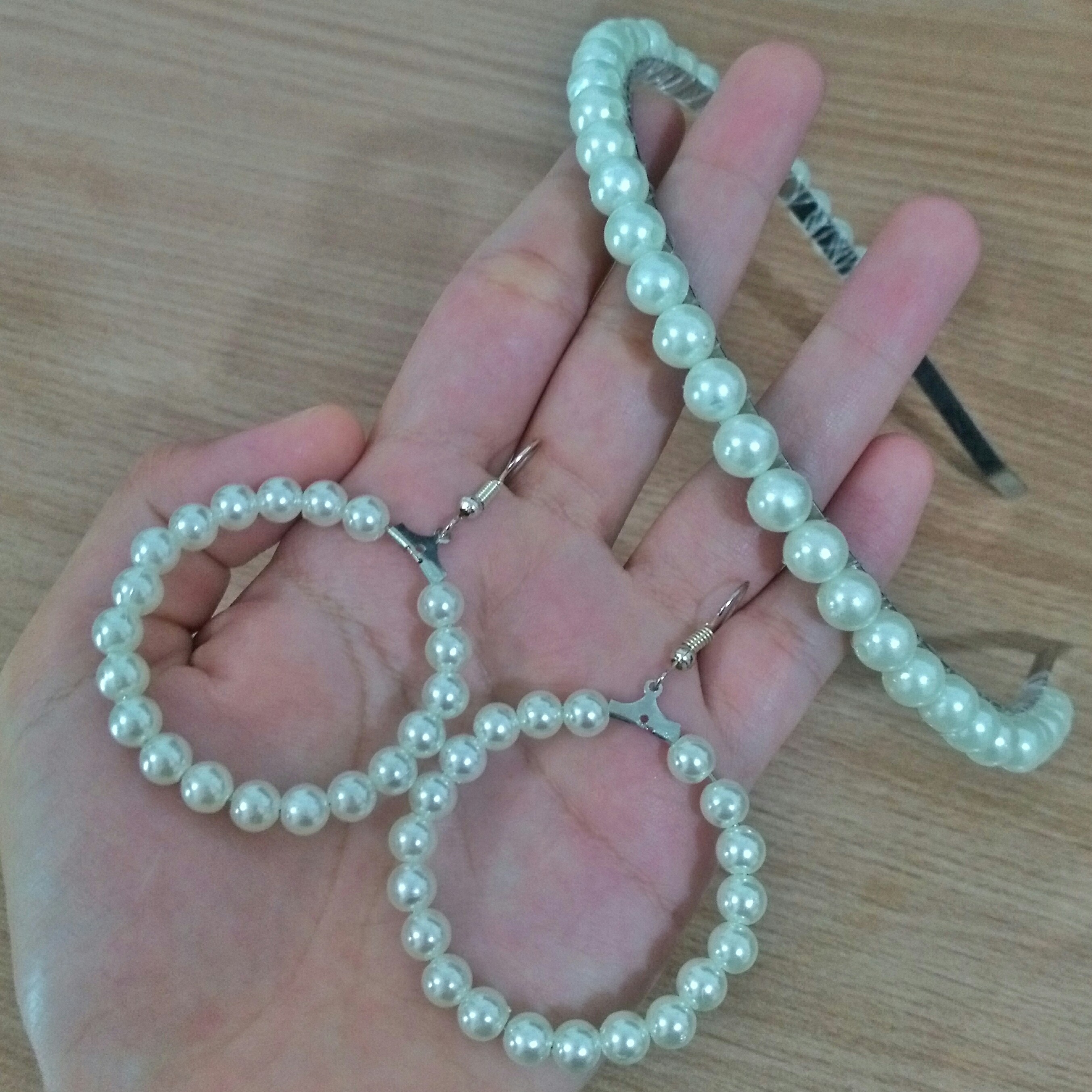 ست تل و گوشواره مرواریدی حلقه ای تل سر مرواریدی و گوشواره مرواریدی حلقه ای زنانه دخترانه