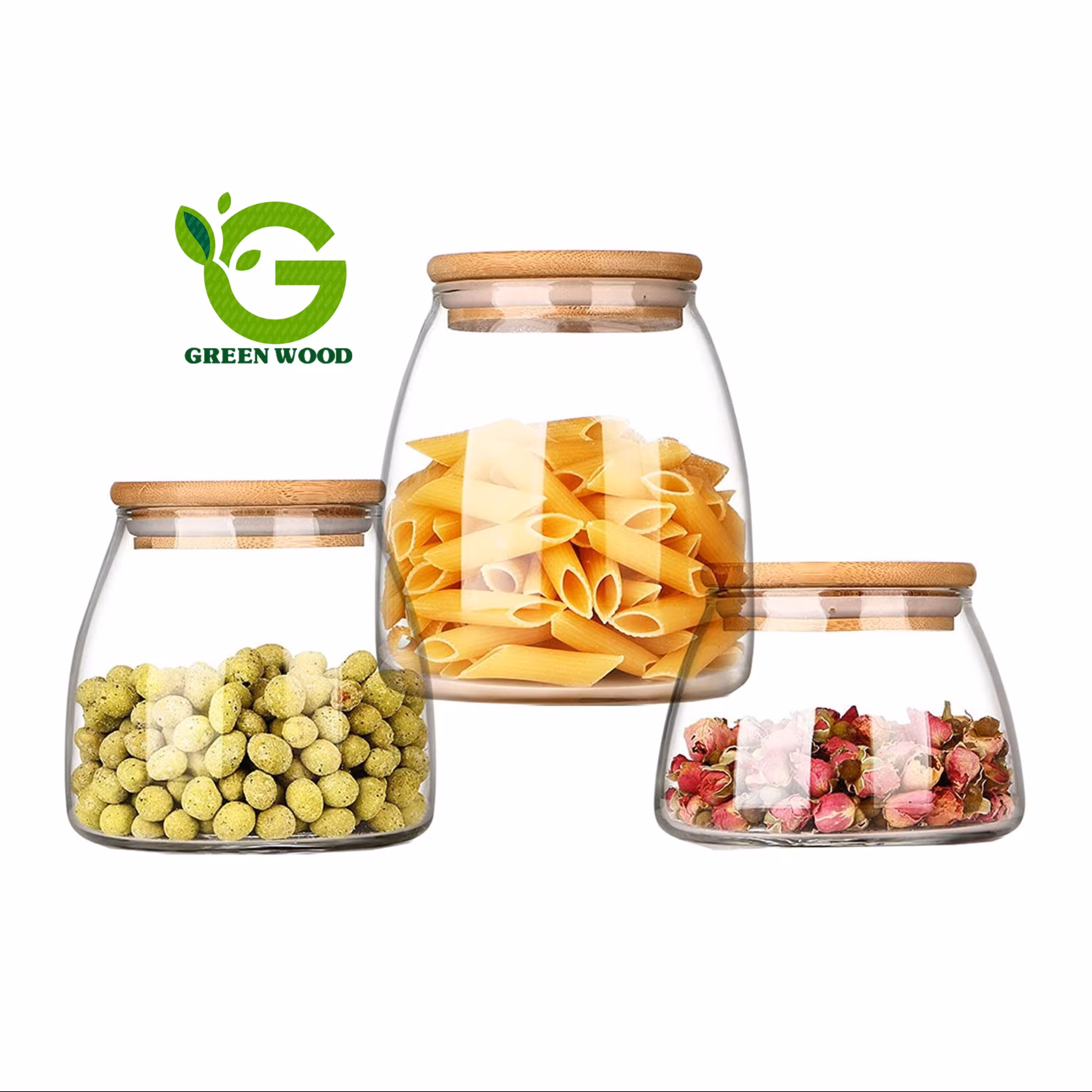 ست بانکه (جا حبوباتی) 3 عددی بامبو شیشه ای پیرکس کد Gw90301051