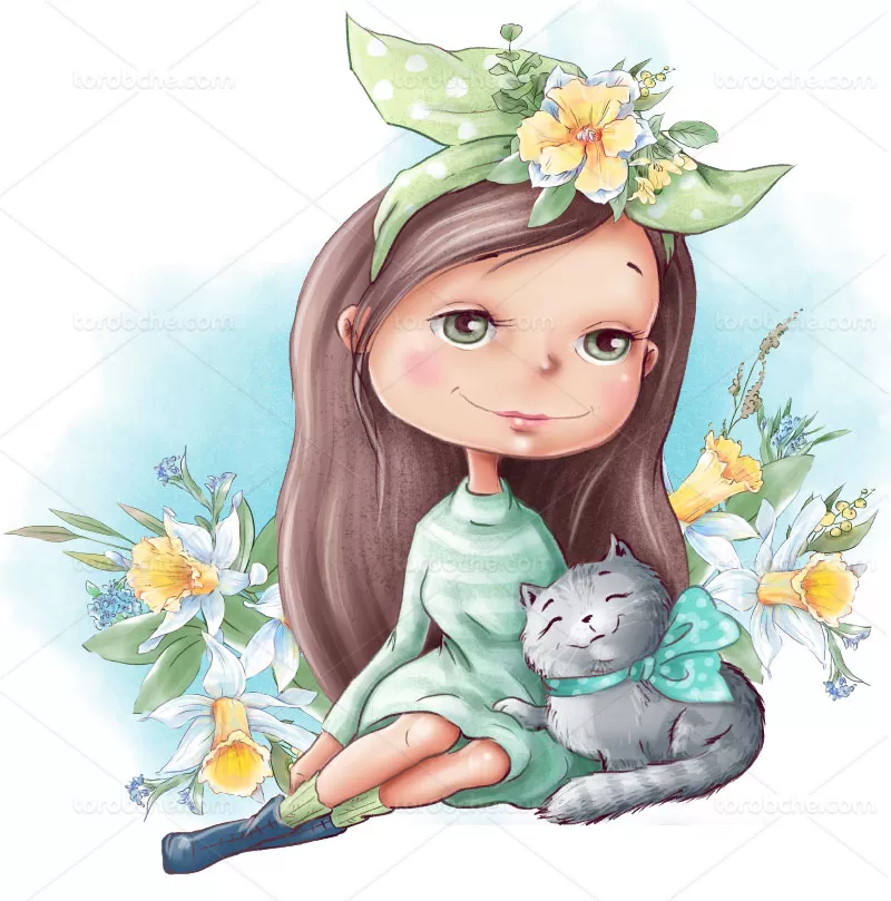 وکتور کاراکتر دختر بچه زیبا | گرافیک با طعم تربچه