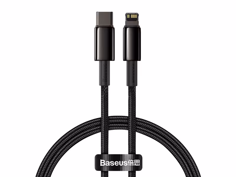 کابل شارژ سریع تایپ سی به لایتنینگ بیسوس Baseus Tungsten Gold Type-C to iP 1m 20W