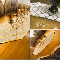 رومیزی مخمل و چرم ترک سه تیکه  (لانه زنبوری ) رنگ نسکافه ای موجوده 