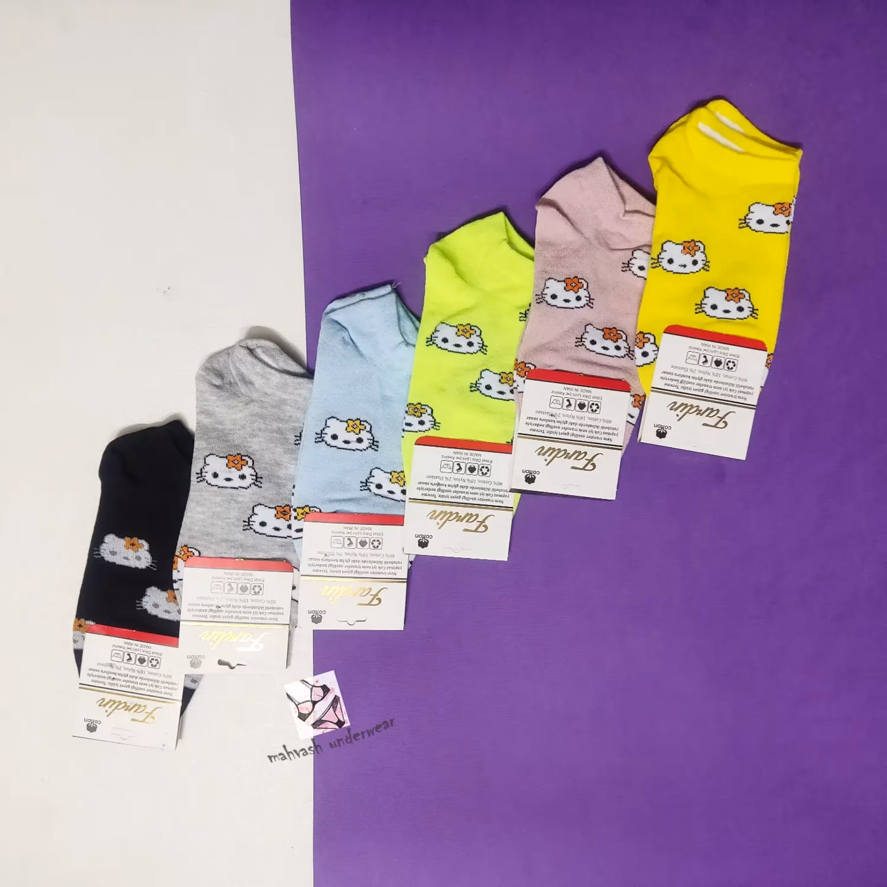 جوراب مچی طرح دار در 6 رنگ مطابق تصویر  و نخی