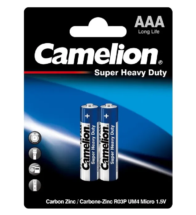 باتری نیم قلمی کملیون مدل Super Heavy Duty R03P-BP2B بسته 2 عددی