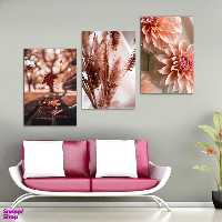 تابلو شاسی بکلیت طرح گل و برگ پاییزی مدل SH-1032 مجموعه 3 عددی