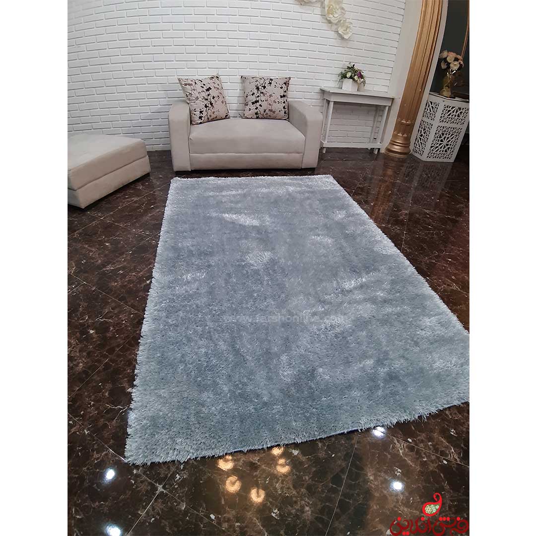 فرش شگی نخ تری دی ترک نقره ای