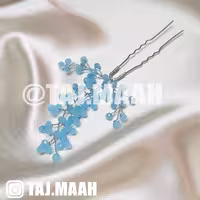 سنجاق شینیون آبی کریستال مدل SNJ1BL ماه فام و تاج ماه