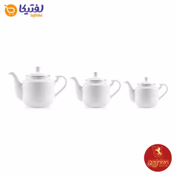 سرویس قوری 6 پارچه چینی زرین استوانه طرح سمن (3 عدد)