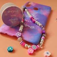 آویز گوشی رنگبندی صورتی و بنفش مناسب برای انواع مدل گوشی ها