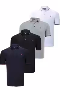تی شرت سفید مردانه ست QUAD T8586 مشکی آبی تیره خاکستری Dewberry