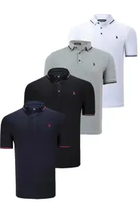 تی شرت سفید مردانه ست QUAD T8586 مشکی آبی تیره خاکستری Dewberry