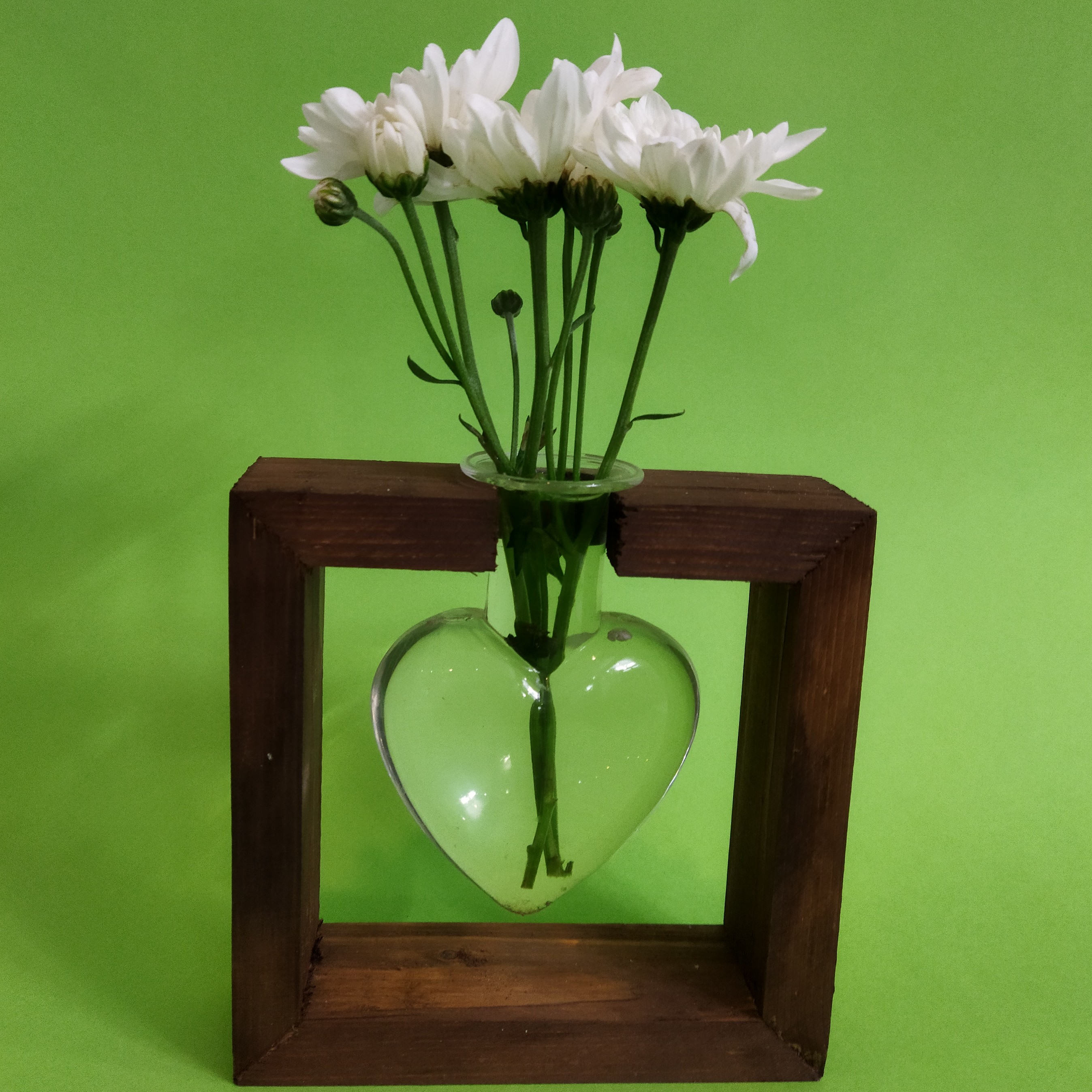 گلدان چوبی شیشه ای طرح قلب