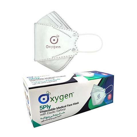 ماسک سه بعدی اکسیژن پنج لایه رنگ زرشکی 25 عددی