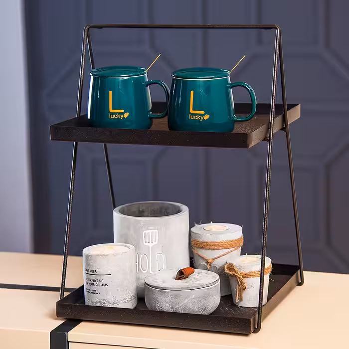 استند دو طبقه مربع مشکی