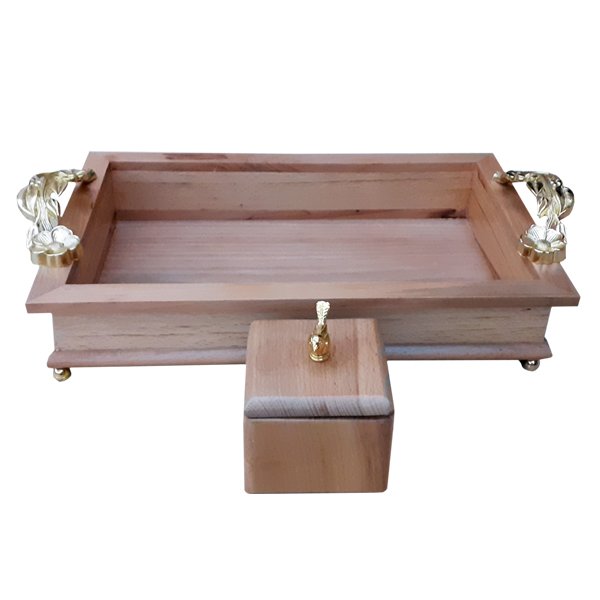 سینی چوبی پذیرایی به همراه قندان