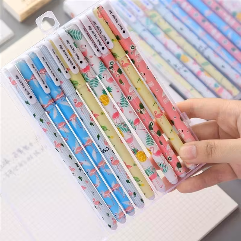 پک 10 رنگ روان نویس هپی دی طرح فلامینگو / ست 10 عددی روان نویس فانتزی 