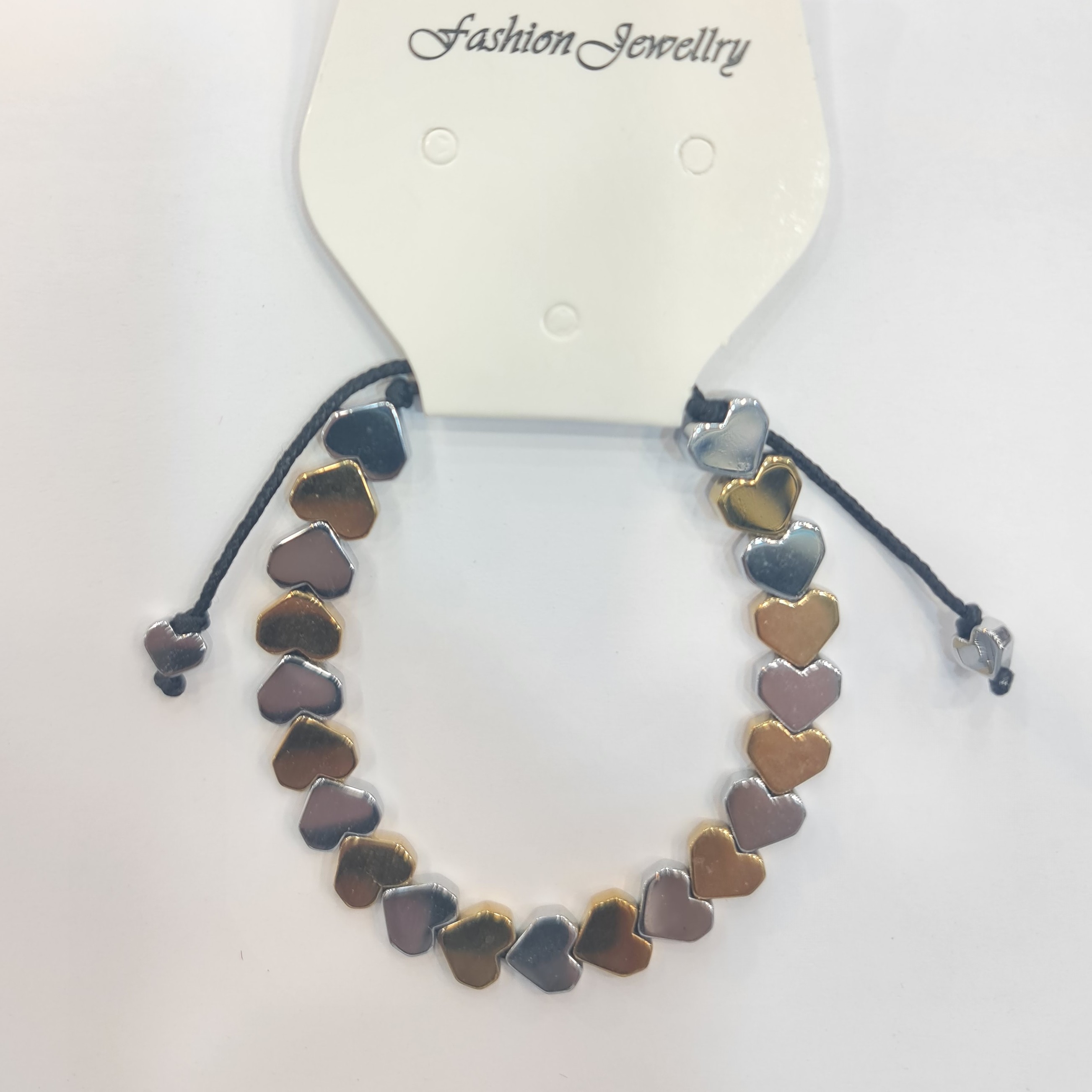 دستبند حدید قلب (نقره ایی  طلایی)