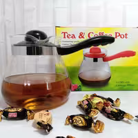 شیرجوش پیرکس دسته مشکی سایزبزرگ 1050سی سی قهوه جوش پیرکس قوری پیرکس دارای جعبه