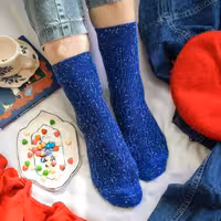 جوراب نیم ساق مدل طرح بافت آبی نپدار 