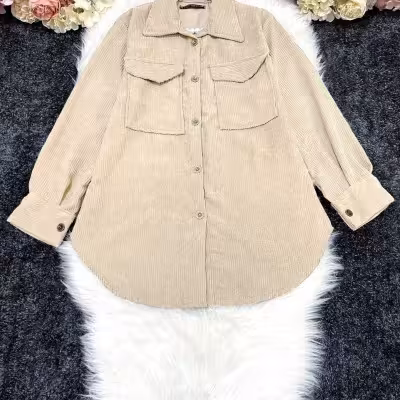 مانتو اسپرت زنانه مخمل کبریتی مدل پاییزه - کد 1807