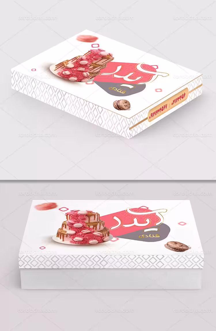 طرح جعبه شیرینی ماکارون | گرافیک با طعم تربچه