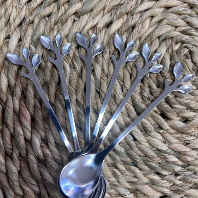 قاشق برگ نقره ای 6 عددی