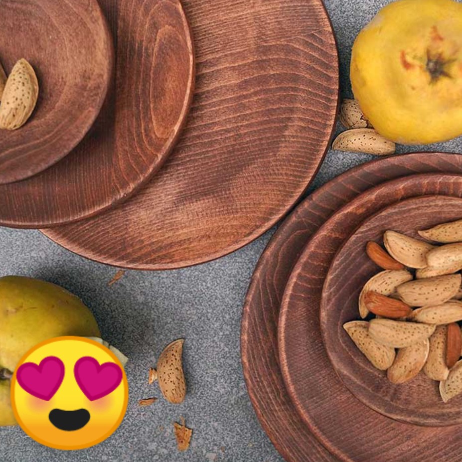 بشقاب تخت چوبی گرد چوب طبیعی گردو سیاه  W B 2418