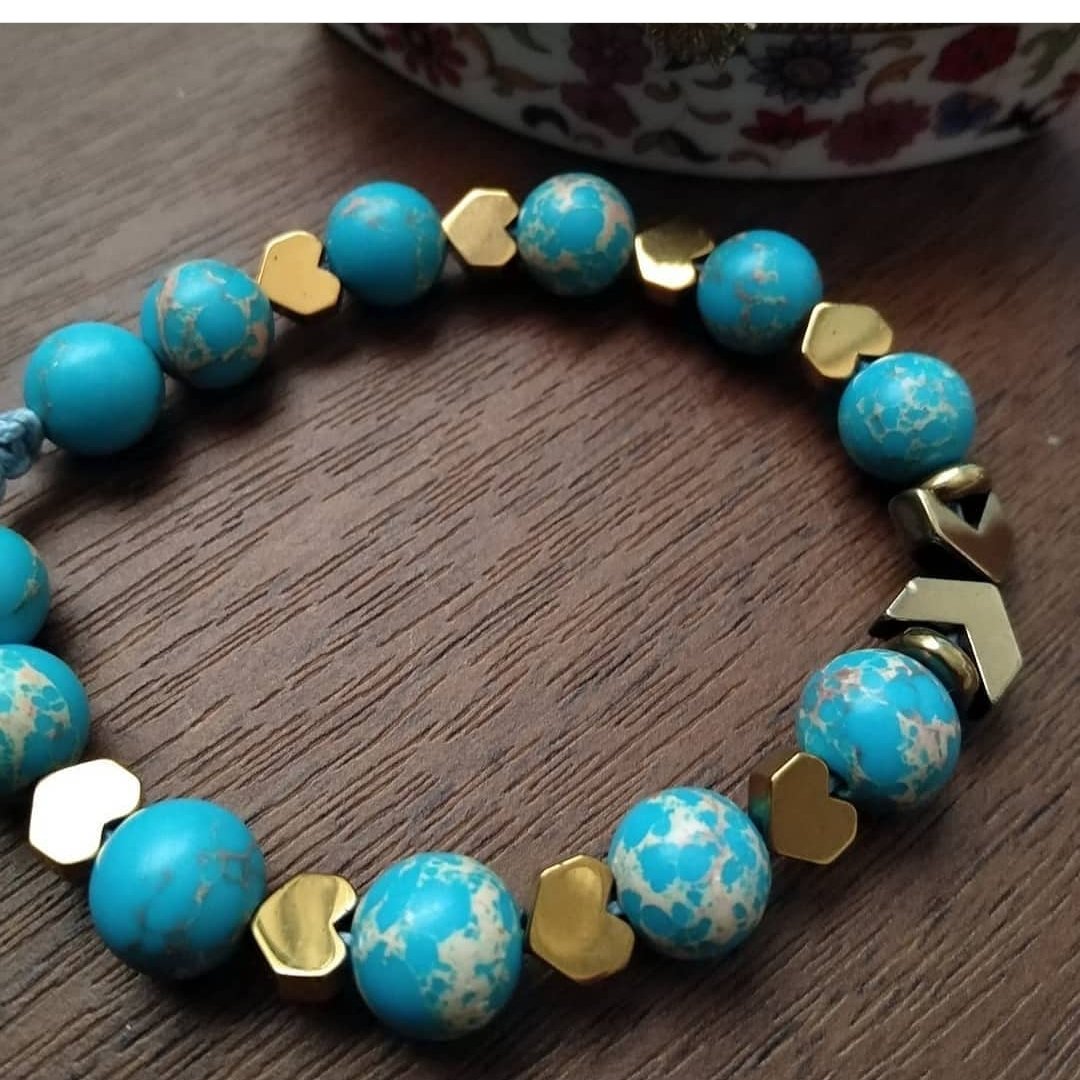 دستبند فیروزه آفریقایی و حدید قلب