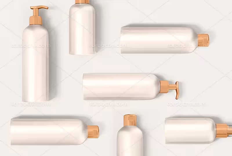 موکاپ بطری آرایشی از زاویه بالا | گرافیک با طعم تربچه